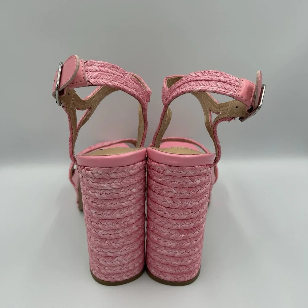 Steve Madden Lombardo Jute Platform Heels Pink Women's Size 11‎ M